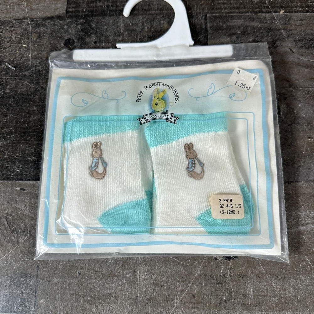 VTG 1989 NEW Peter Rabbit and Friends Baby Crew Socks 3-12 Months